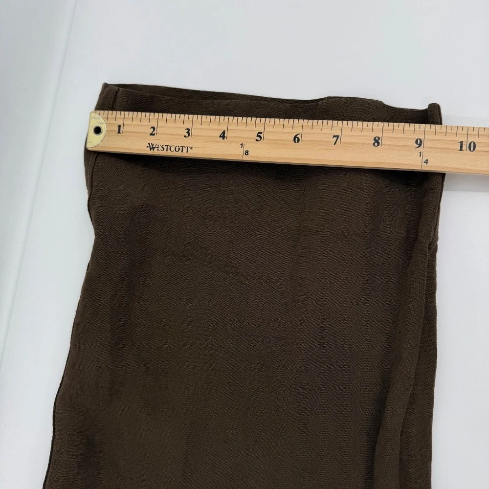 H&M Pants Women 4 Brown Wide Leg Paperbag Linen Blend Lagenlook Coastal Cropped